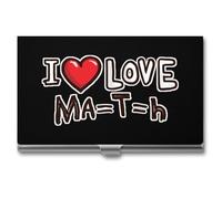 I Love Math Business Card Wallet Credit Card Holder Metal Square Small Pocket Purse