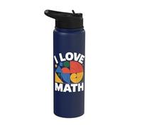 I Love Math Colorful Geometric Design Stainless Steel Insulated Water Bottle