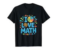 I Love Math Colorful Geometric Graphic Value Graphic T-Shirt, Men, Black, L