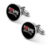 I Love Math Cuff Link Shirt Mens Cufflink Alloy Round Tuxedo Cufflinks for Wedding Groomsmen Gifts