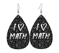 I love Math Earrings for Women, Colorful Teardrop Leather Earrings for Women Trendy, Tear Drop Earrings Jewelry