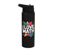 I Love Math Geometric Shapes Colorful Design Stainless Steel Insulated Water Bottle