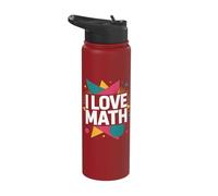 I Love Math Geometric Shapes Colorful Design Stainless Steel Insulated Water Bottle