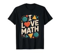 I Love Math Geometry Algebra Pi Value Graphic T-Shirt, Men, Black, M