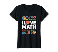 I Love Math Geometry Pi Infinity Symbols Value Graphic T-Shirt, Women, Black, XL