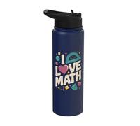 I Love Math Heart Geometry Protractor Shapes Stainless Steel Insulated Water Bottle