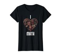 I Love Math - Mathematician Heart for Teacher or Student Value Graphic T-Shirt, Women, Black, S