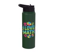 I Love Math Pi Symbols Geometric Shapes Stainless Steel Insulated Water Bottle