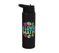 I Love Math Pi Symbols Geometric Shapes Stainless Steel Insulated Water Bottle