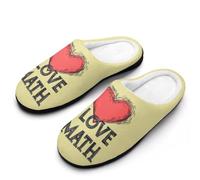 I Love Math Slippers Women Winter Warm Cotton Hotel Slippers Anti-Slip Indoor Slip-Ons House Shoes 11-12(42-43)