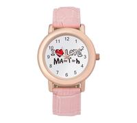 I Love Math Womens Leather Strap Elegant Lady Wrist Watches Casual Band Three-Hand Watch