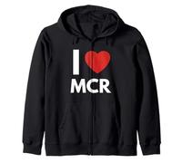I Love MCR Heart Manchester Love Fan Apparel Zip Hoodie