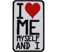 I Love ME, Myself and I Self Care Iron on Patches - Morale Patches Sew on Patch for Hipsters, Bikers, Fighters, Pets - Embroidery Patch for Jackets, Jeans, Hats, Bags - 50x80 mm