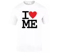 I Love Me T-Shirt Heart Men's Funny Novelty Self Love Myself Gift Idea Top Tee(White,L)