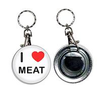 I Love Meat - 55mm Button Badge Bottle Opener Key Ring