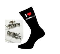 I Love Meerkats Design Large Mens Socks and Meerkats Cufflinks Gift Set (X6VL030-X2TSBCA61)