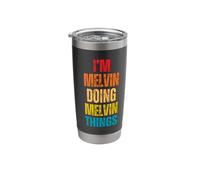 I Love Melvin Personalized Retro Pattern First Name Stainless Steel Insulated Tumbler