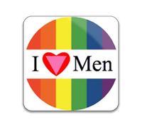 I Love Men Gay Pride - Pack of 10 Square Stickers - 55mm x 55mm