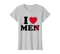 I Love Men Without The N, I Love Myself Funny Sarcastic T-Shirt, Women, Silver Grey, X-Small