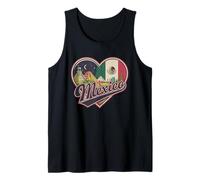 I Love Mexico Heart - Mexico Flag & Aztec Pyramids Souvenir Tank Top