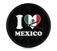 I Love Mexico Mexican Modern Wall Clock 10 Inch Non Ticking Silent Quartz Round Clocks for Home Office Decor