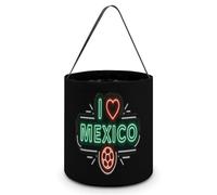 I Love Mexico Soccer Neon Sign Large Easter Basket Candy Bags Canva Tote Bag Portable Hallowee Bucket