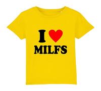 I Love Milfs T-Shirt Funny Hilarious Novelty Milfs Rude Sarcastic Mother I'd Like to F**k Unisex Gift Tee Top (Yellow, M)