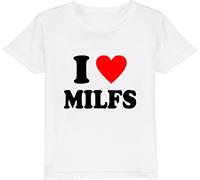 I Love Milfs T-Shirt Funny Hilarious Novelty Milfs Rude Sarcastic Mother I'd Like to F**k Unisex Gift Tee Top (White, L)