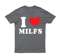 I Love Milfs T-Shirt Lover Single Mum Joke Birthday Design Drawing Meme Gift Men's Unisex Tee Love Top Charcoal M
