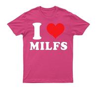 I Love Milfs T-Shirt Lover Single Mum Joke Birthday Design Drawing Meme Gift Men's Unisex Tee Love Top Heliconia L