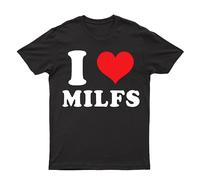 I Love Milfs T-Shirt Lover Single Mum Joke Birthday Design Drawing Meme Gift Men's Unisex Tee Love Top Black M
