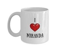 I Love Miranda Mug - Personalized Coffee Mug - Custom Name Gifts - Customized Novelty Heart Ceramic Cup - White