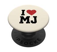I Love MJ Heart Initials M.J. Fan Merch Vintage Design 2 PopSockets Adhesive PopGrip