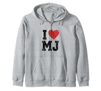 I Love MJ Heart Initials M.J. Fan Merch Vintage Design 2 Zip Hoodie