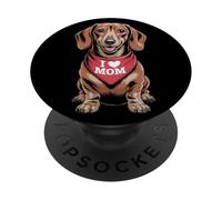 I Love Mom Dachshund Lover Weenie Dog Mother's Day PopSockets Adhesive PopGrip