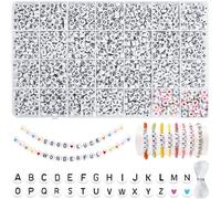 I LOVE MOM Pack of 1400 Beads for Threading, Letter Beads A to Z Black Colourful Heart Beads, Alphabet Beads for Bracelets for DIY Bracelets Craft Set Jewellery Making
