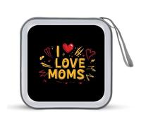I Love Mom Portable CD Case 40 Capacity DVD Collection Holder Zipper Storage Wallet for Car Home Travel