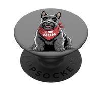 I Love Mom Scottish Terrier Lover Dog Mother's Day PopSockets Adhesive PopGrip