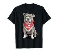 I Love Mom Staffordshire Bull Terrier Lover Dog Mother's Day T-Shirt