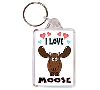 I Love Moose - Double Sided Keyring Name Tag Novelty Gift/Present