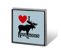 I Love Moose Square Badge Pin Metal Memorial Brooch Button Lapel Pins for Backpack Wedding