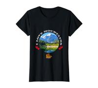 I Love Mountains Hiking Rock Climbing Value Graphic T-Shirt, Women, Black, S