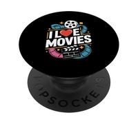 I Love Movies Reel Film Buff Cinematic PopSockets Adhesive PopGrip