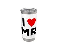 I Love MR Initials First Last Name Personalised Red Heart Stainless Steel Insulated Tumbler