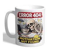 I Love Mugs - Error 404 - Motivation Not Found - Funny IT, Internet, Colleague Mug, Ceramic, 11fl.oz.