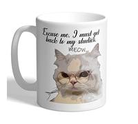 I Love Mugs - Excuse Me, I Must Get Back to My Studies - Uni Student - Cat Mug, Ceramic, 11fl.oz.