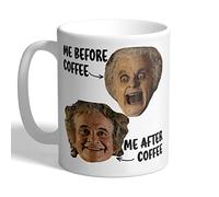 I Love Mugs - Me Before Coffee - Me After Coffee - Caffeine Addict Mug, Ceramic, 11fl.oz.
