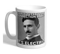 I Love Mugs - Nikola Tesla - Can You Feel Our Connection Baby? It's Electric - Funny Mug, Ceramic, 11fl.oz.