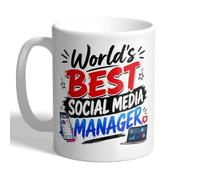I Love Mugs - World's Best Social Media Manager Mug Camera Smartphone Marketing Creative Gift, Ceramic, 11fl.oz.