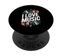 I Love Music Enthusiast Passion Design PopSockets Adhesive PopGrip